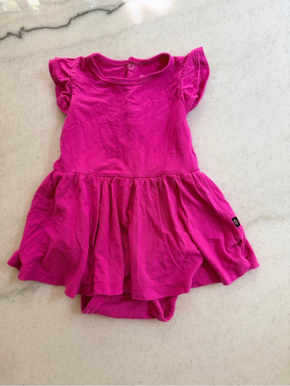 Kyte BABY Hot Pink Flutter Sleeve Dress Bodysuit